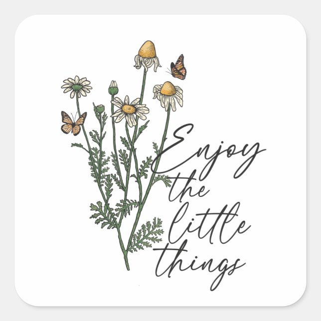 Sticker Carré Profitez De La Petite Chose Fleur sauvage Daisy (Devant)