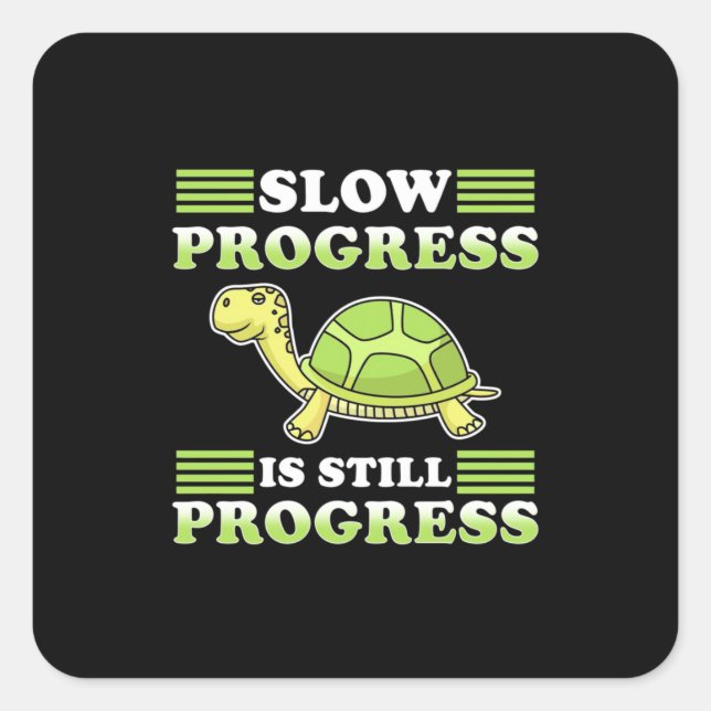Sticker Carré Progression lente de l'art tortue (Devant)