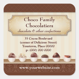 Sticker Carré Promotion du comptoir d'affichage du chocolatier