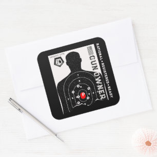Sticker Carré Propriétaire d'arme à feu enregistré rationnel et 