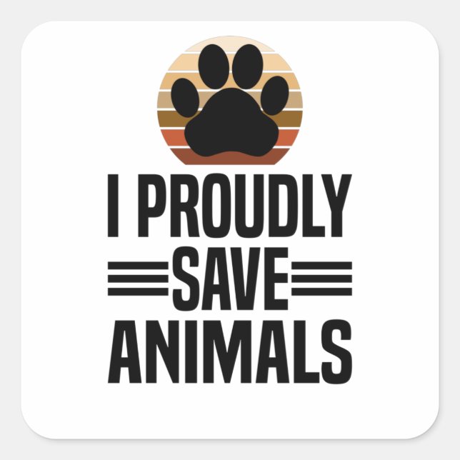 Sticker Carré Protecteurs des animaux Amoureux de les chiens con (Devant)