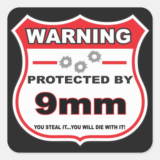 Sticker Carré protégé par un bouclier de 9 mm (Devant)