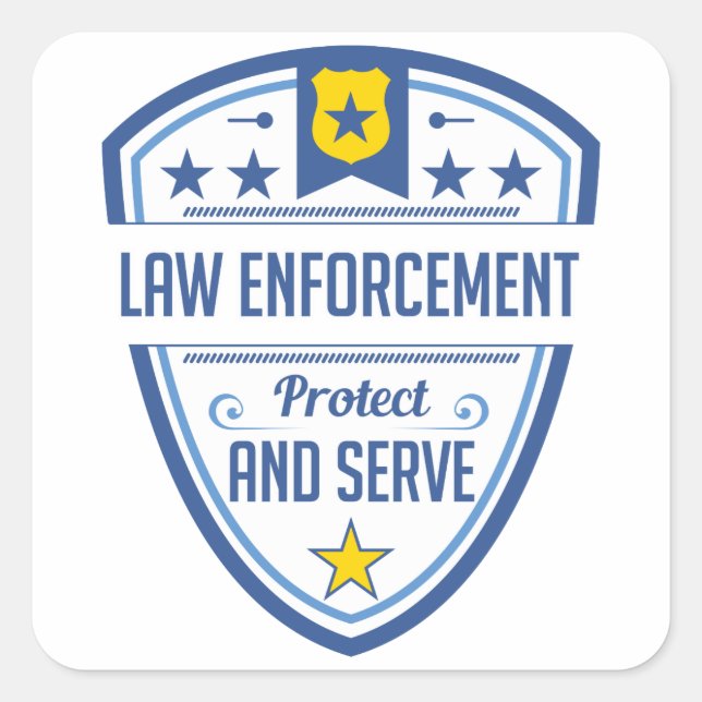 Sticker Carré Protéger et servir l'insigne de police (Devant)