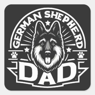 Sticker Carré Protéger le berger allemand Chien Papa Fier Voyage