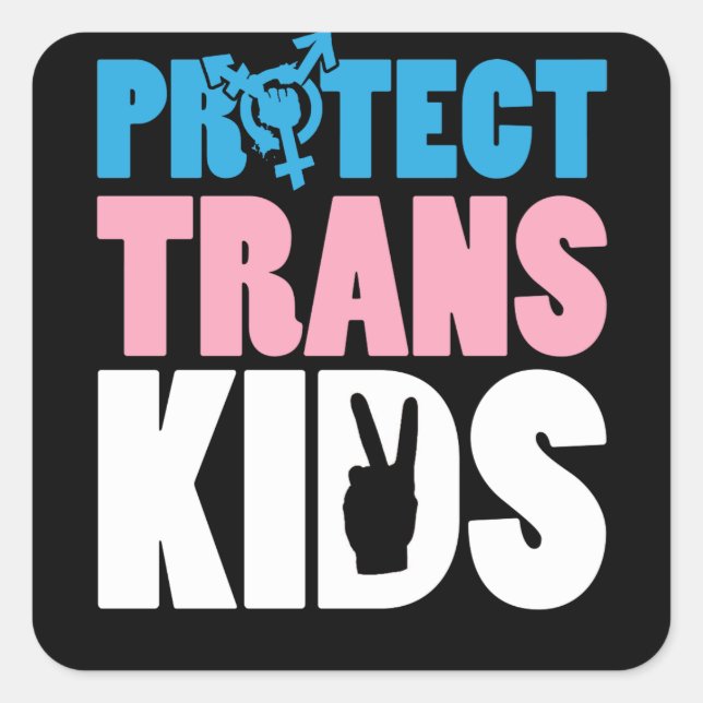 Sticker Carré Protéger les enfants trans (Devant)