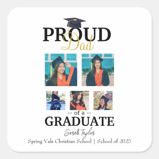 Sticker Carré Proud dad of graduate 2025 (Devant)