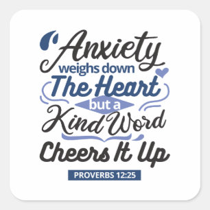 Sticker Carré Proverbes 12:25 Verset de la Bible – Art de mots g