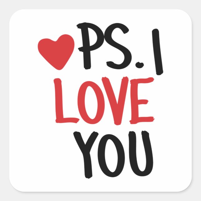 Sticker Carré PS. Je T'Aime (Devant)