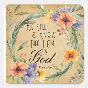 Sticker Carré Psaume 46:10 verset biblique
