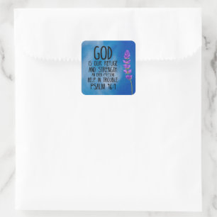Sticker Carré Psaume 46:1 Bible chrétienne Verse Art