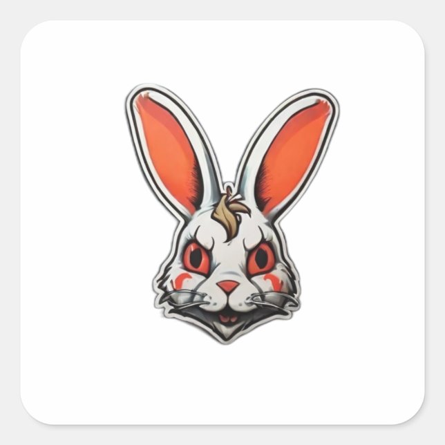 Sticker Carré Psychedelic Bunny psycho classique (Devant)