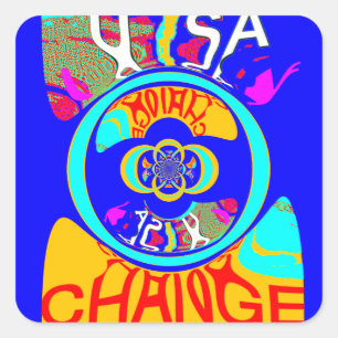 Sticker Carré Psychedelic Groove : Pop Art Énergie Abstraite