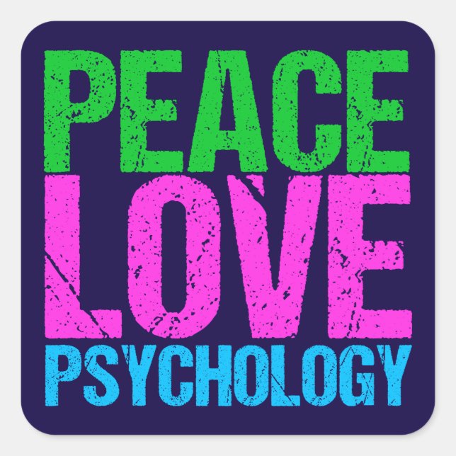 Sticker Carré Psychologue Peace Love Psychologie (Devant)