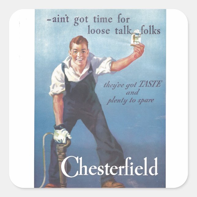 Sticker Carré Publicité Chesterfield Cigarettes vintage (Devant)