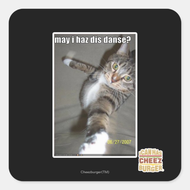 Sticker Carré Puis-je avoir dis danse ? (Devant)
