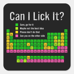 Sticker Carré Puis-je le Lick Table périodique Enseignant Enfant