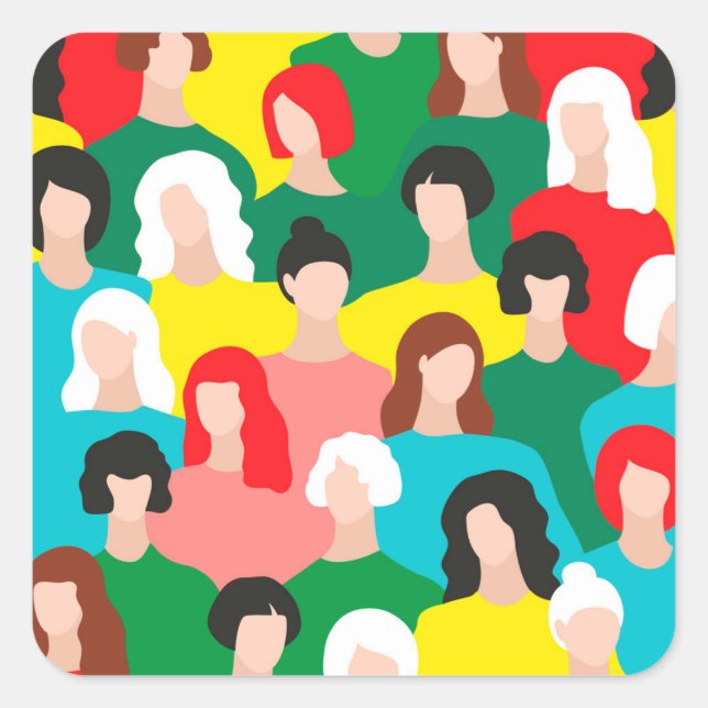 Sticker Carré Puissance des filles (Devant)