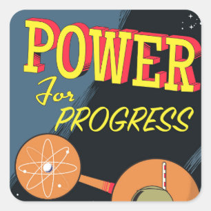 Sticker Carré Puissance pour l'affiche atomique vintage de