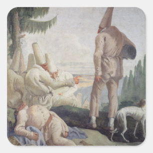 Sticker Carré Pulcinella en vacances