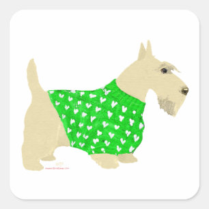 Sticker Carré Pullover pour Scottish Terrier roux