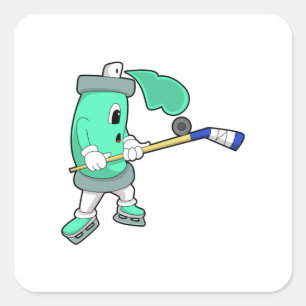 Sticker Carré Pulvérisateur de glace au hockey sur glace avec bâ