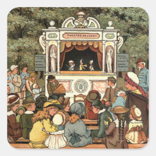 Sticker Carré Punch et Judy Puppet Show"