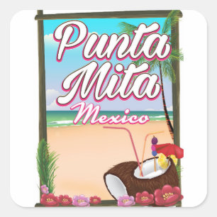 Sticker Carré Punta Mita, affiche de voyage sur la plage de Mexi