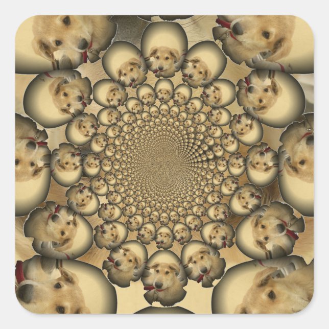 Sticker Carré Puppy Kaleidoscope Art Print (Devant)