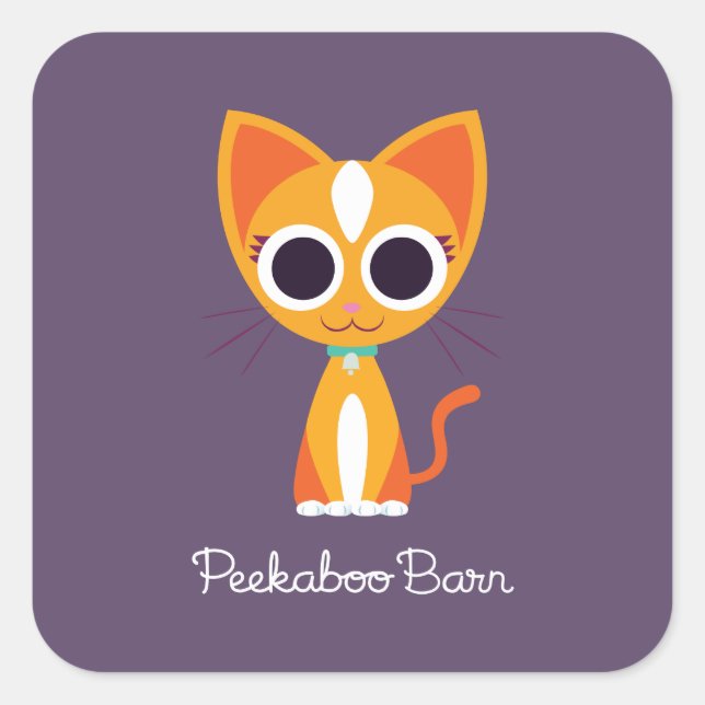 Sticker Carré Purler le chat (Devant)
