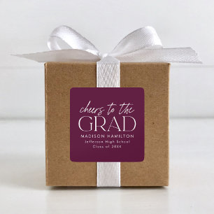 Sticker Carré Purple Cheers to the Grad Graduation