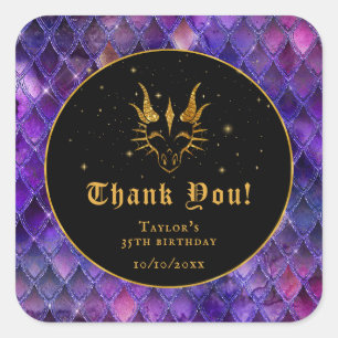 Sticker Carré Purple Dragon Scales Or Anniversaire Merci