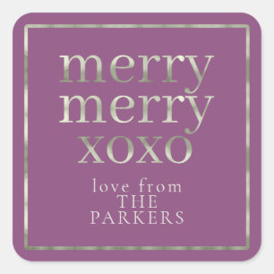 Sticker Carré Purple Green Merry Merry XOXO ID1009