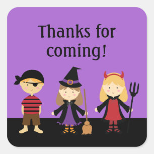 Sticker Carré Purple Halloween Enfants Merci Favoriser