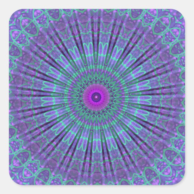 Sticker Carré Purple Inspire mandala kaleidoscope (Devant)