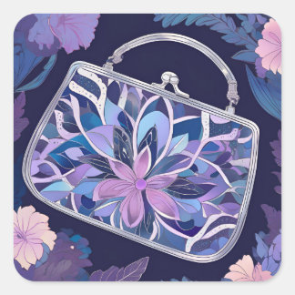 Sticker Carré Purple Night Roses AI art