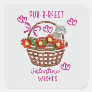 Sticker Carré Purrfect valentine wishes 