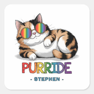 Sticker Carré Purride - Pride de chats Cool   LGBTQ