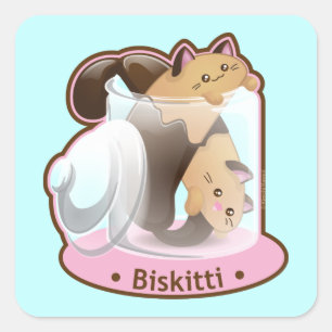 Sticker Carré Purrista Pawfee : Chats Biscotti