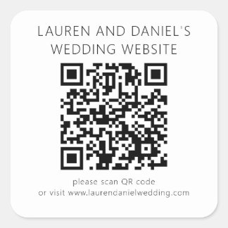 Sticker Carré QR Code Black White Mariage Website