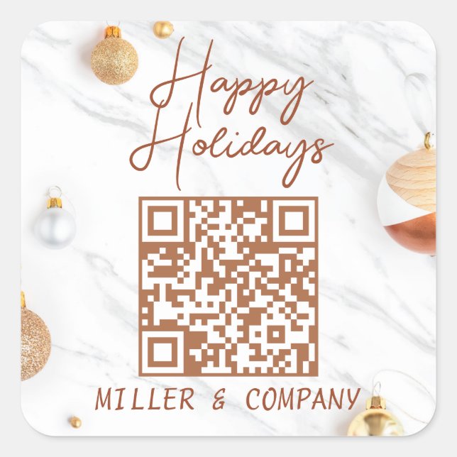 Sticker Carré QR Code Joyeuses Fêtes Noël Entreprise moderne (Devant)