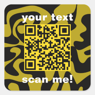 Sticker Carré QR Code Mustard or jaune noir brillant moderne