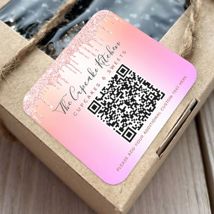 Sticker Carré QR Code Rose Parties scintillant Drivers Rainbow O
