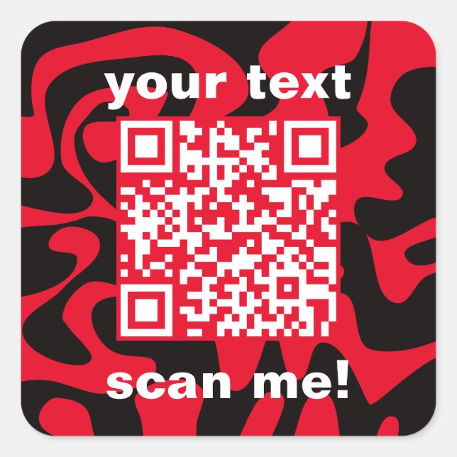 Sticker Carré QR Code Rouge Et Noir Lumineux Moderne (Devant)