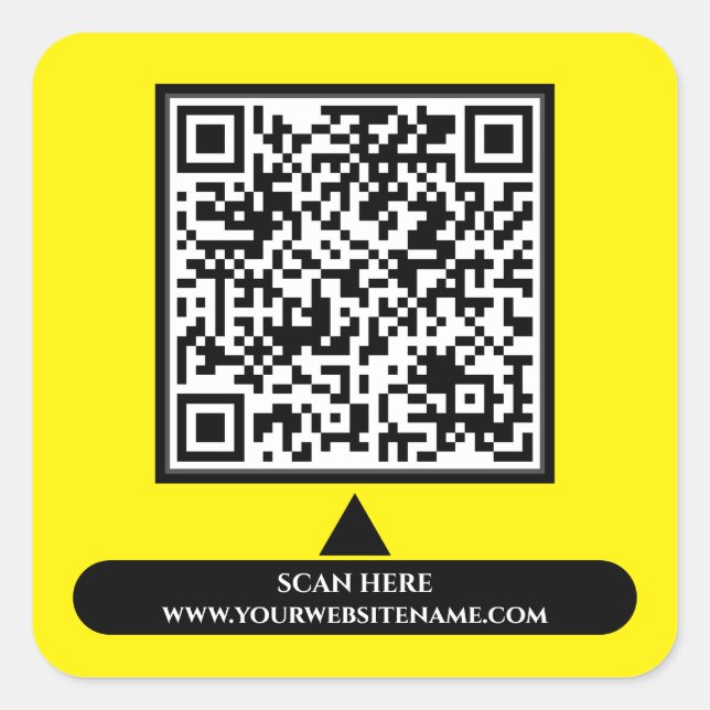 Sticker Carré QR Code Scan ici URL Modèle Business (Devant)