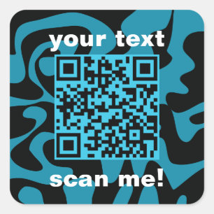 Sticker Carré QR Code Turquoise Et Noir Lumineux Moderne