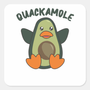 Sticker Carré Quackamole Sweet Avocado Canard Pun Avocados