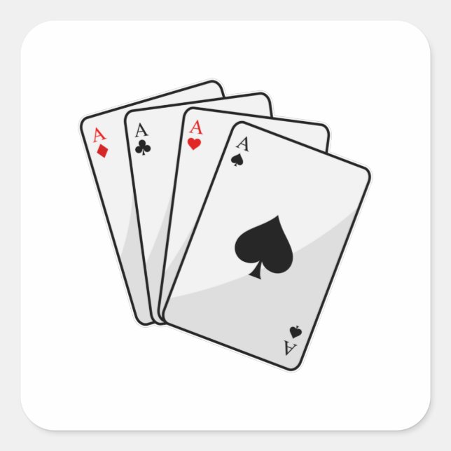 Sticker Carré Quadruplets Aces Poker cartes à Poker (Devant)
