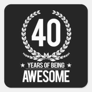 Sticker Carré quarantième Anniversaire (40 ans d'être