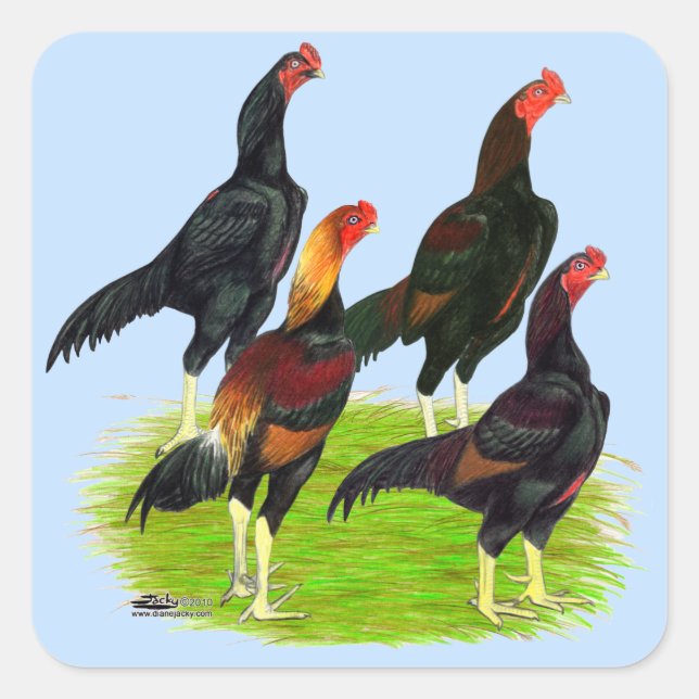 Sticker Carré Quartet de jeu oriental Fowl (Devant)