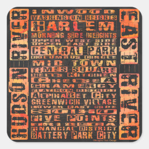 Sticker Carré Quartiers de NYC Orange